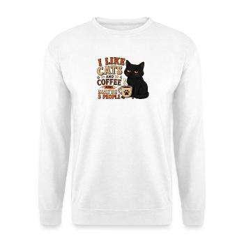 Ich mag Katzen und Kaffee und vielleicht drei Leute - Unisex Pullover - Weiß - Vorne