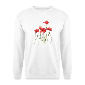 Watercolor Red Poppies - Unisex Sweatshirt - white - Front