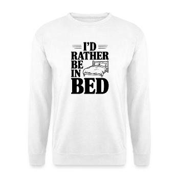 Ich wäre lieber im Bett - Unisex Pullover - Weiß - Vorne - Alina (178cm) & Michal (187cm)