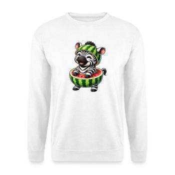 Zebra Wassermelone Lustiger Cartoon - Unisex Pullover - Weiß - Vorne - Alina (178cm) & Michal (187cm)