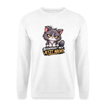 Grummelkat JetztNicht Beeindruckt - Unisex Pullover - Weiß - Vorne - Alina (178cm) & Michal (187cm)
