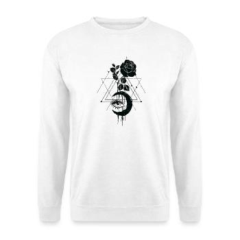 Geometrische Mondrose Muster Gothic Rose - Unisex Pullover - Weiß - Vorne - Alina (178cm) & Michal (187cm)