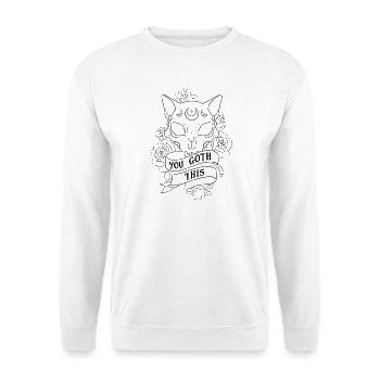 You Goth This - Süßes Katzen-Totenkopf Design - Unisex Pullover - Weiß - Vorne - Alina (178cm) & Michal (187cm)