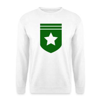 Grünes Abzeichen mit Stern - Unisex Pullover - Weiß - Vorne - Alina (178cm) & Michal (187cm)