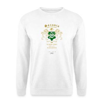 Saxonia Wappen Löwen-Emblem - Unisex Pullover - Weiß - Vorne - Alina (178cm) & Michal (187cm)