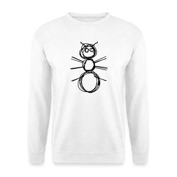 Ameise handgezeichnet - Unisex Pullover - Weiß - Vorne - Alina (178cm) & Michal (187cm)