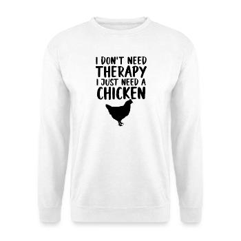 Huhn Spruch Humor - Unisex Pullover - Weiß - Vorne - Alina (178cm) & Michal (187cm)