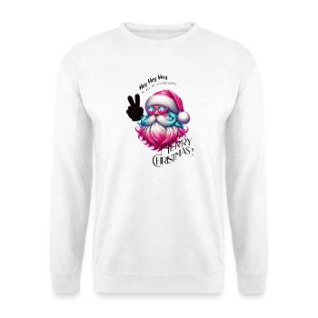Weihnachtsmann - Fröhliche Weihnachten - Design3 - Unisex Pullover - Weiß - Vorne - Alina (178cm) & Michal (187cm)