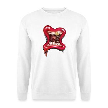 Grusel Schlund - Unisex Pullover - Weiß - Vorne - Alina (178cm) & Michal (187cm)
