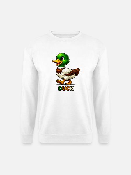 Skurriler Cartoon-Entenspaziergang - Unisex Pullover - Weiß