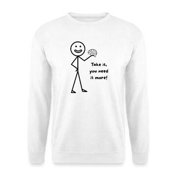 You need more Brain - Unisex Pullover - Weiß - Vorne - Alina (178cm) & Michal (187cm)