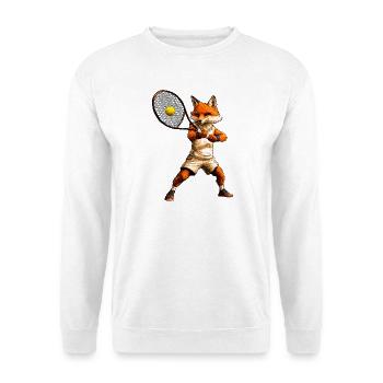Tennisspieler Fuchs - Unisex Pullover - Weiß - Vorne - Alina (178cm) & Michal (187cm)