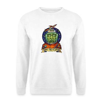 Der Astronaut hat seine Hausschuhe vergessen - Unisex Pullover - Weiß - Vorne - Alina (178cm) & Michal (187cm)