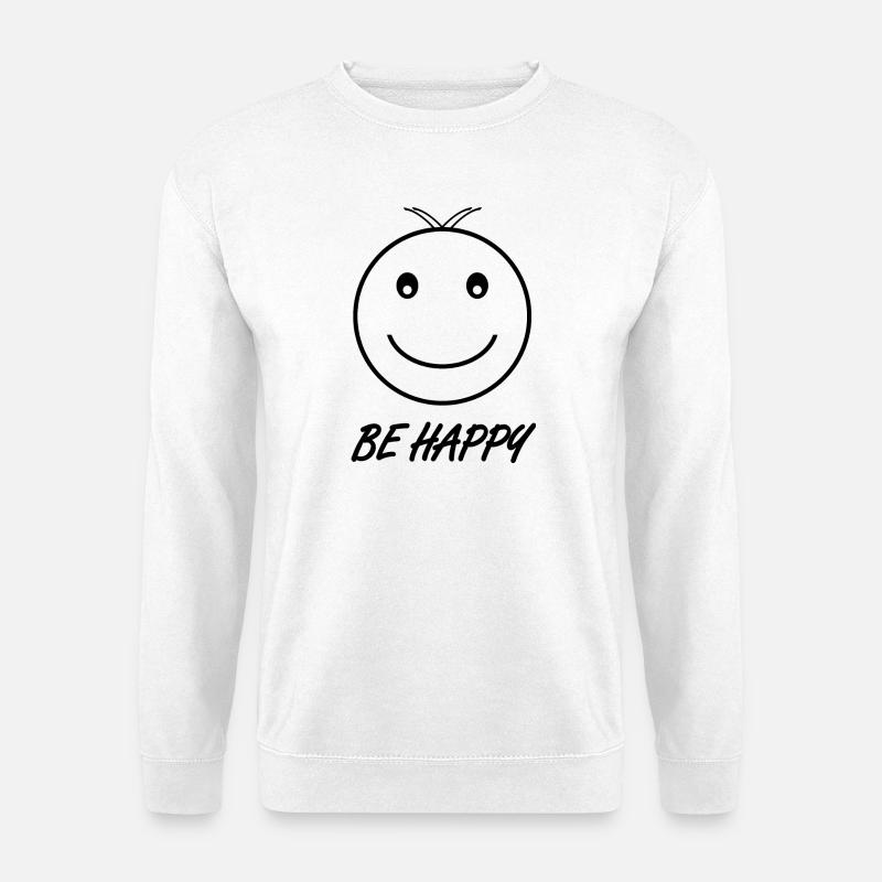 BE HAPPY schwarz - Unisex Pullover - Weiß