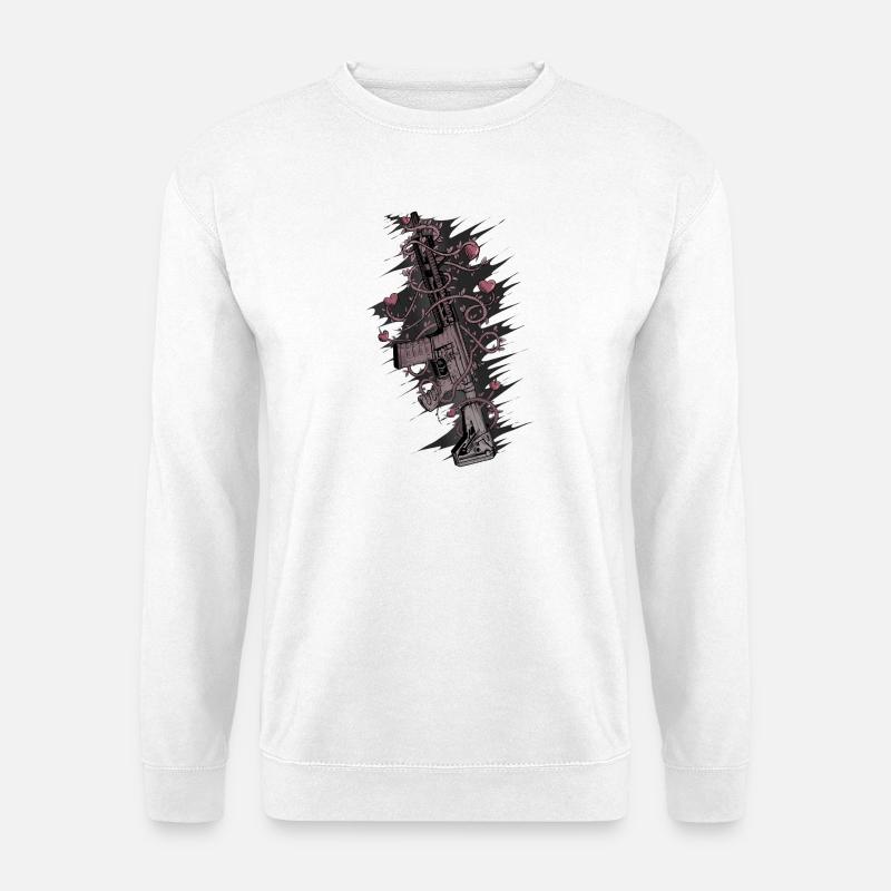 Sturmgewehr mit Rosenherzen - Unisex Pullover - Weiß