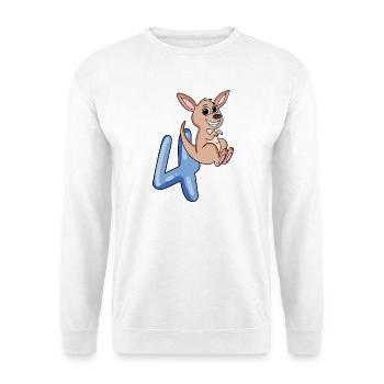 4th birthday motif kangaroo - four years - Unisex Sweatshirt - white - Front