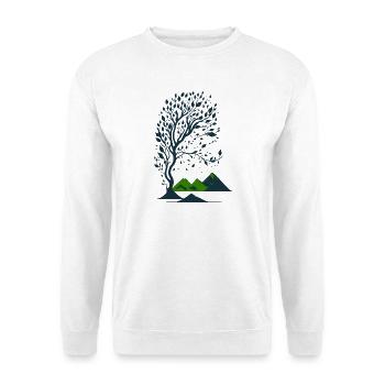 Baum und Berge minimalistisch - Unisex Pullover - Weiß - Vorne
