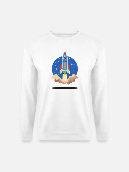 Retro Rocket – Space Adventure - Unisex Pullover - Weiß