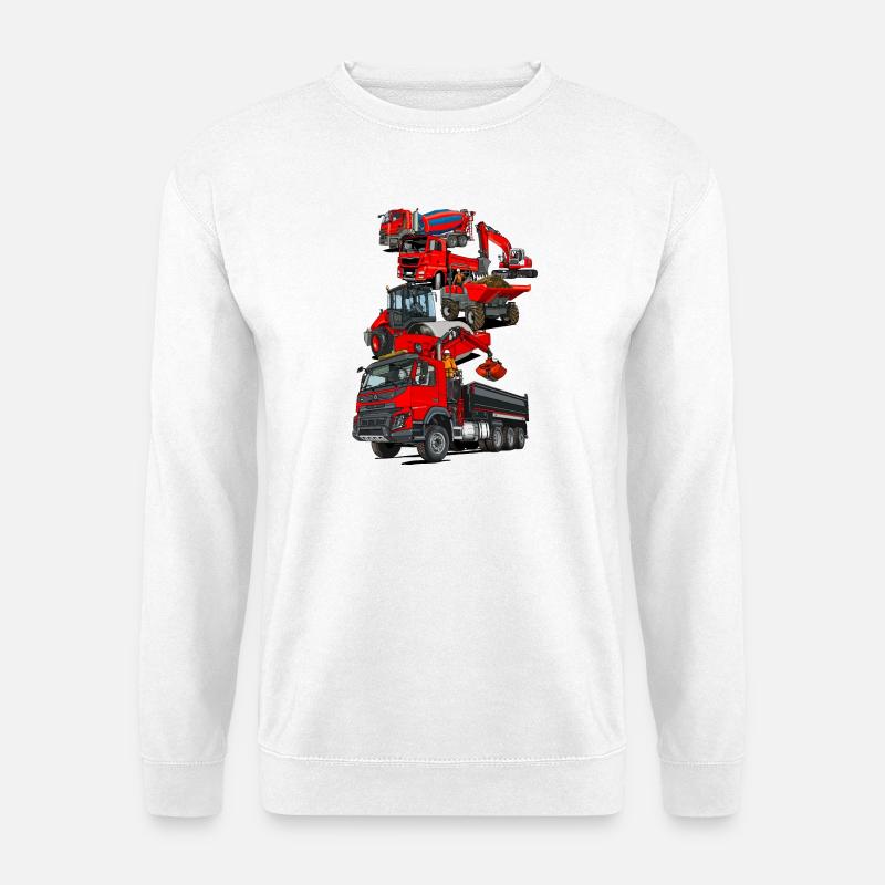 Baustellenfahrzeuge - Unisex Pullover - Weiß