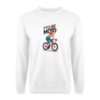 Lebendiges Radsportmotiv mit verspielter Fahrerin - Unisex Pullover - Weiß - Vorne