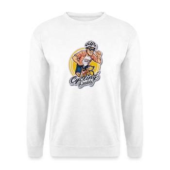 Vélo papa dessin animé autocollant - Sweat-shirt Unisexe - blanc - Devant