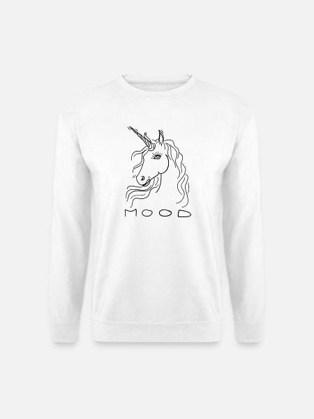 Einhorn Line Art – magisches Tiermotiv - Unisex Pullover - Weiß