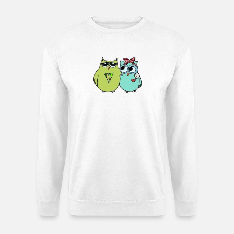 Bunte Eulenfreundschaft - Unisex Pullover - Weiß