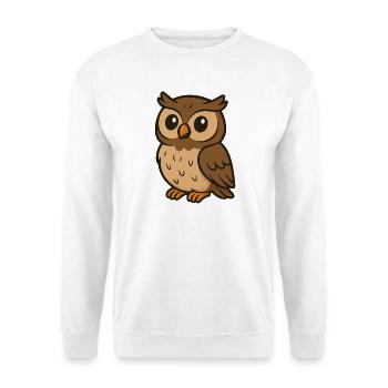 Niedliche Cartoon-Eule – Weiser Waldfreund für Kinder - Unisex Pullover - Weiß - Vorne