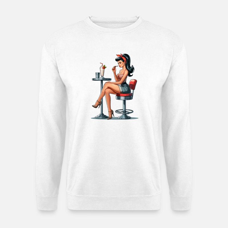 Milkshake Rockabilly Pin Up Gift - Unisex Sweatshirt - white