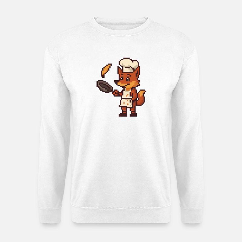 Pixeliger Küchenkoch Fuchs - Unisex Pullover - Weiß