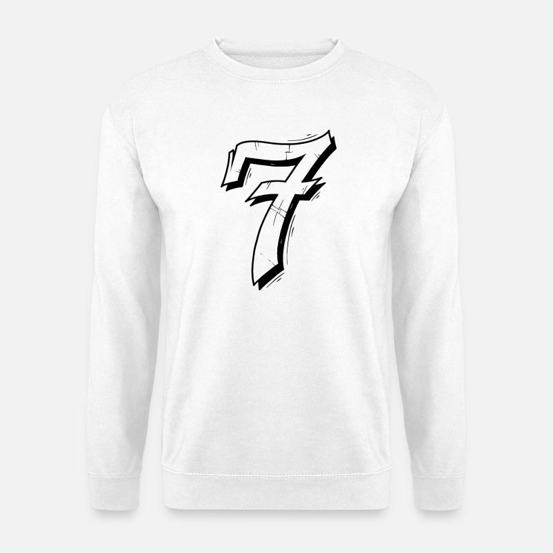 Kunstvolles Nummer Seven Design - Unisex Pullover - Weiß