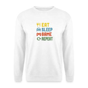 Eat Sleep Game Repeat - Unisex Pullover - Weiß - Vorne