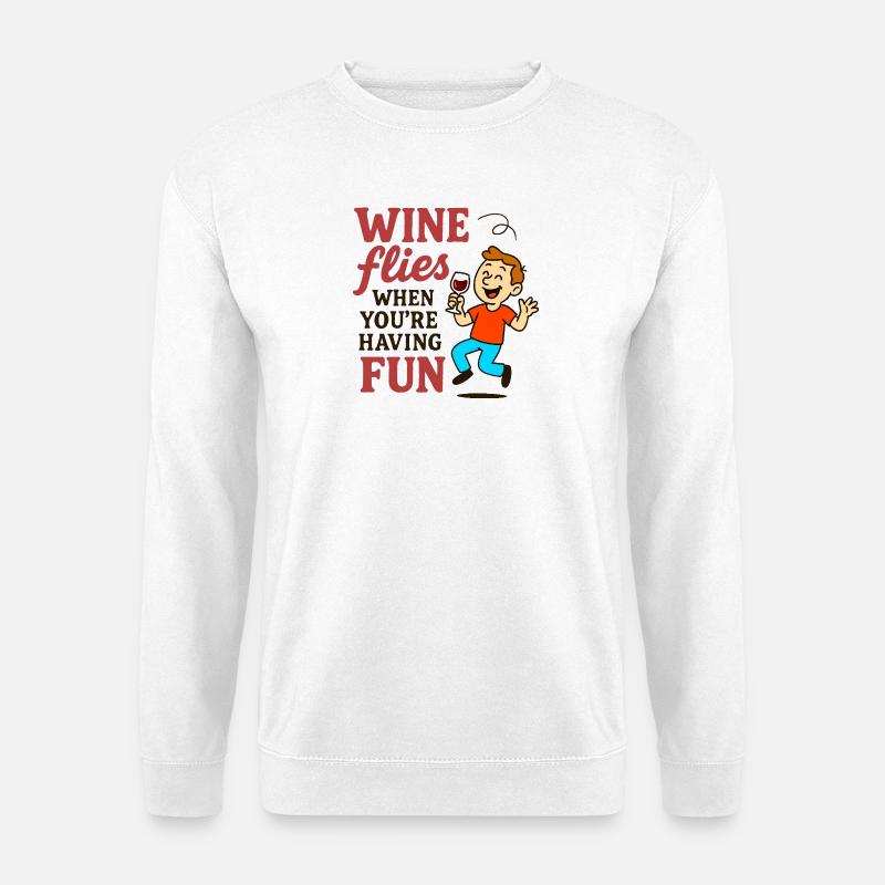 Cheerful drinking wine funny text - Unisex Sweatshirt - white