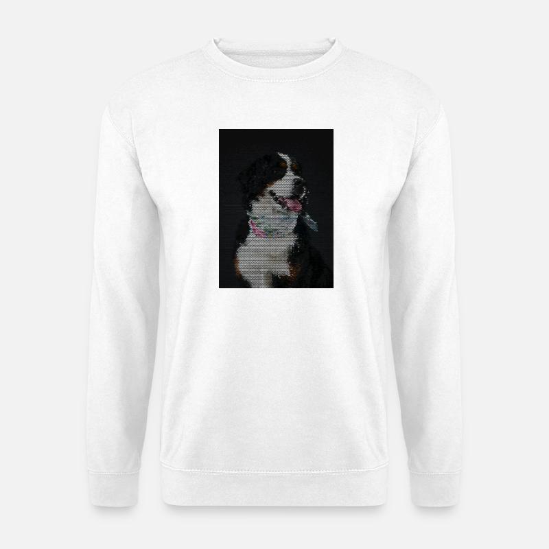 Mosaik Hund mit bunter Halskette - Unisex Pullover - Weiß