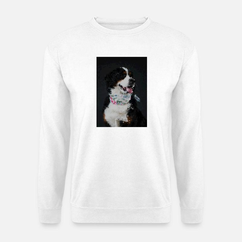 Mosaikhund mit buntem Halsband - Unisex Pullover - Weiß
