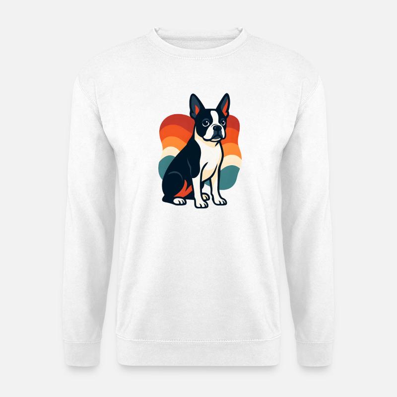 Buntes Boston Terrier Hundemotiv - Unisex Pullover - Weiß