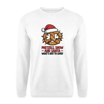 Festive Pretzel with Santa Hat and Christmas Light - Unisex Sweatshirt - white - Front