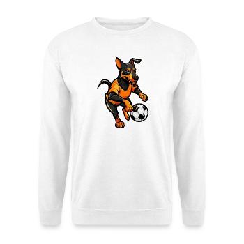 Fußballhund im Flammen-Design - Unisex Pullover - Weiß - Vorne