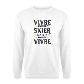 Lebe zum Skifahren, Ski zum Leben - Unisex Pullover - Weiß - Vorne