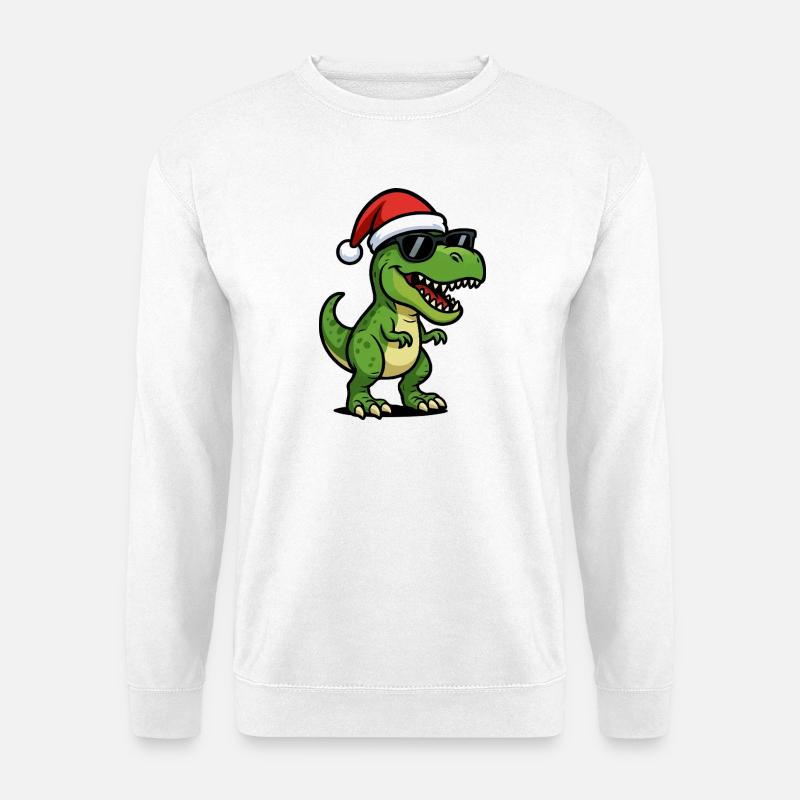 T-Rex Santa mit Sonnenbrille - Unisex Pullover - Weiß