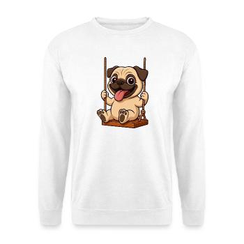 Adorable carlin de dessin animé Aire de jeux Amitié Haletant - Sweat-shirt Unisexe - blanc - Devant