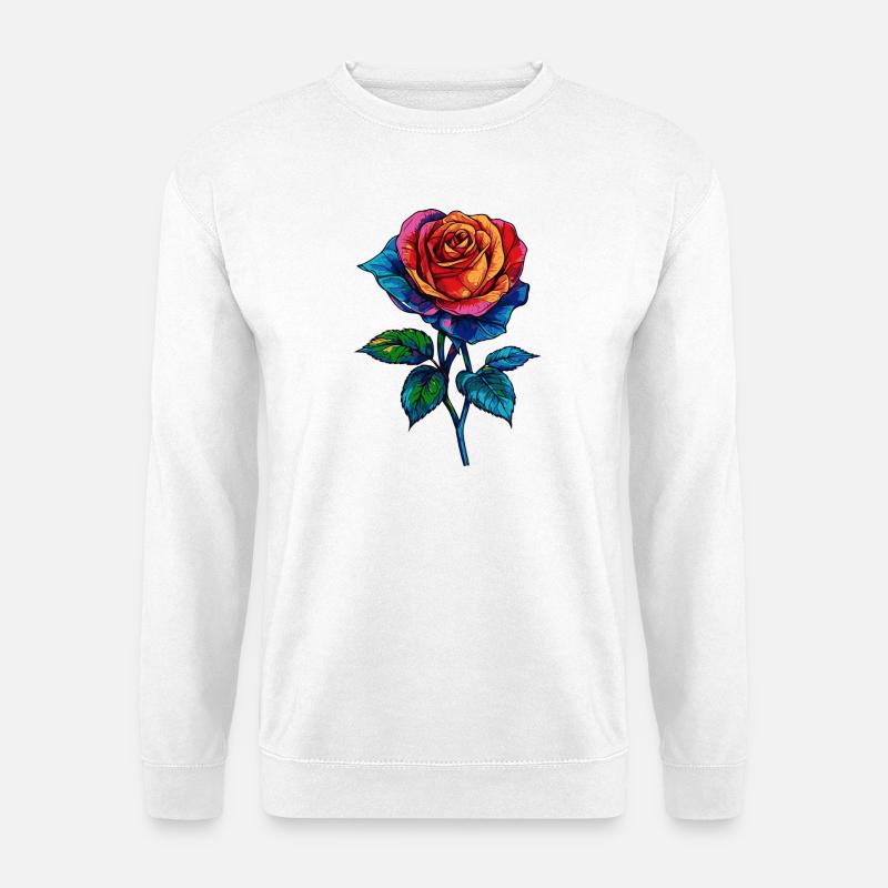 Rose Bunt - Unisex Pullover - Weiß