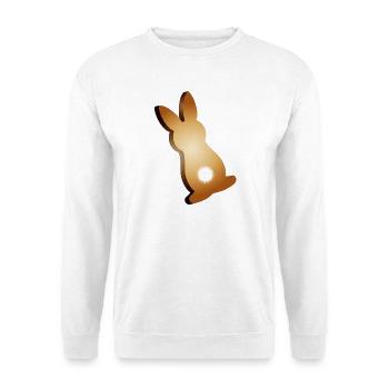 Osterhasen-Plätzchen mit Stummelschwänzchen - Unisex Pullover - Weiß - Vorne - Alina (178cm) & Michal (187cm)