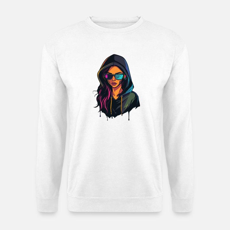 Hackerin Programmiererin Entwickler Frau Porträt - Unisex Pullover - Weiß