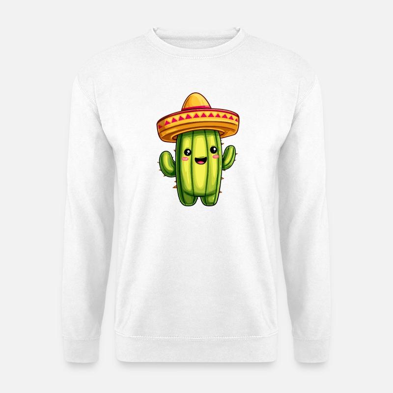 Kaktus mit Sombrero – kawaii Cactus - Unisex Pullover - Weiß