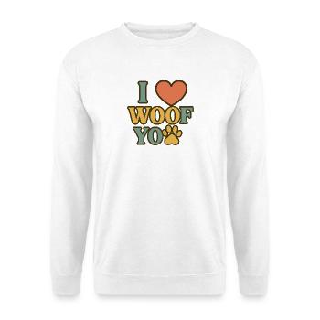 J’adore le design de cœur de patte WOOF - Sweat-shirt Unisexe - blanc - Devant