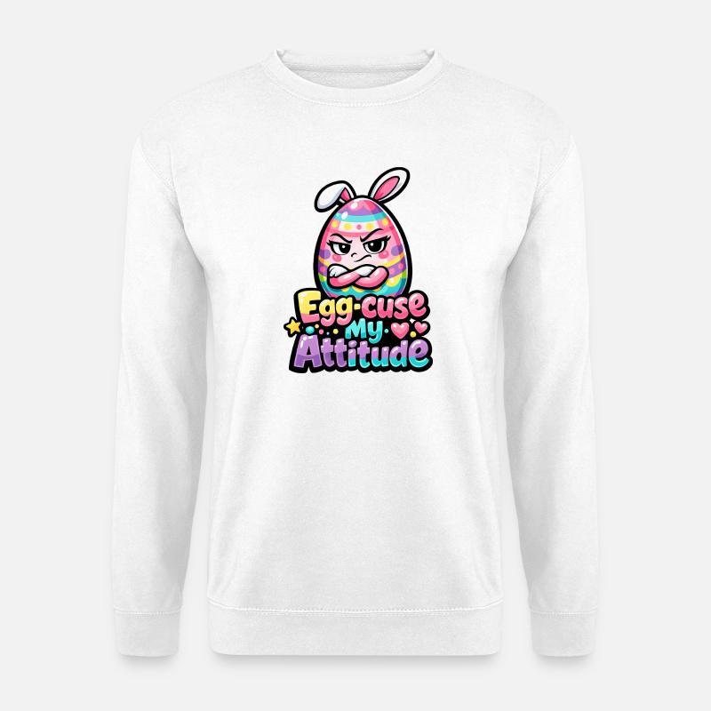 Excuse my Attitude Easter Pun - Unisex Sweatshirt - white