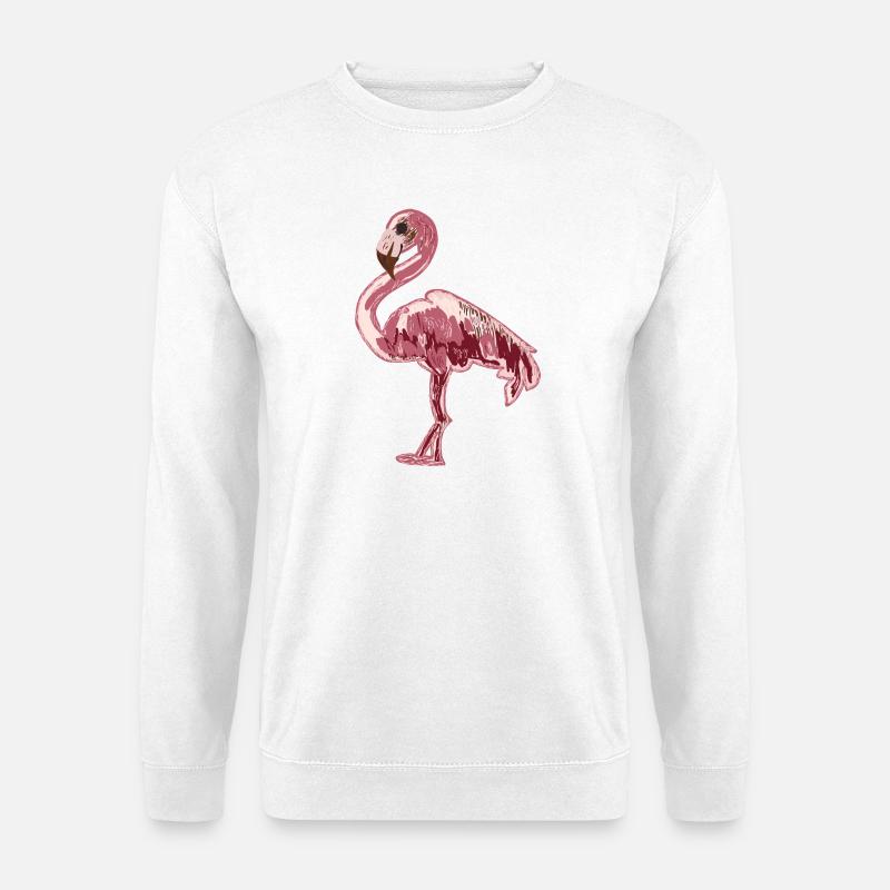 pinker Flamingo  - Unisex Pullover - Weiß