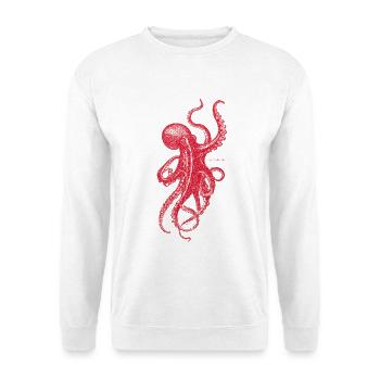 Roter Oktopus  - Unisex Pullover - Weiß - Vorne