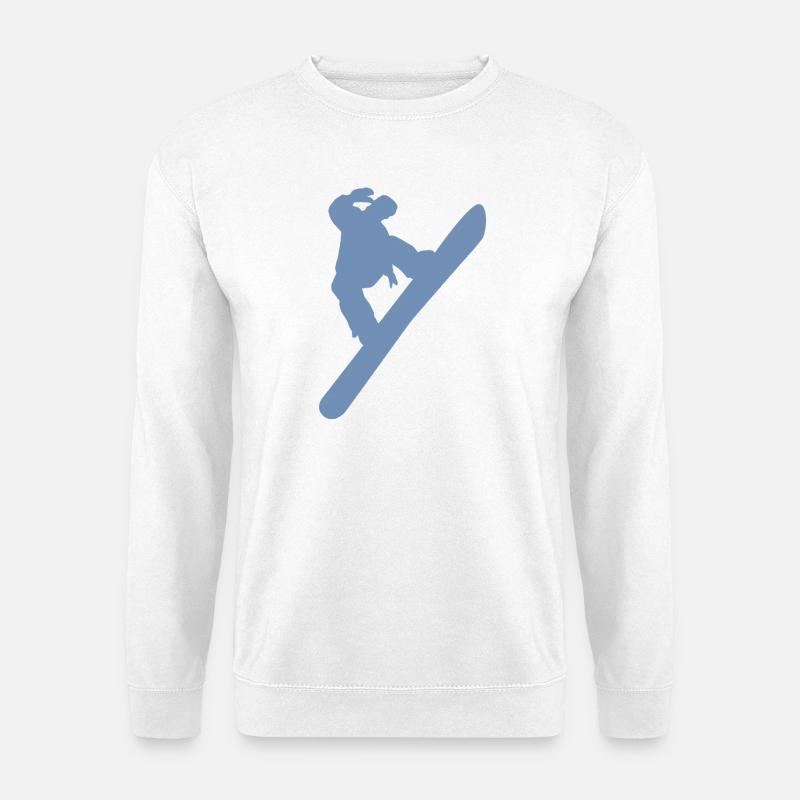 Minimalistischer Snowboarder Wintersport - Unisex Pullover - Weiß